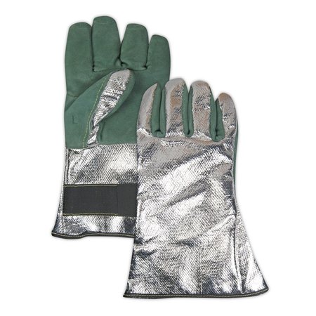 MAGID Green Leather Glove with Aluminum Back and Cuff 6714ACKWL